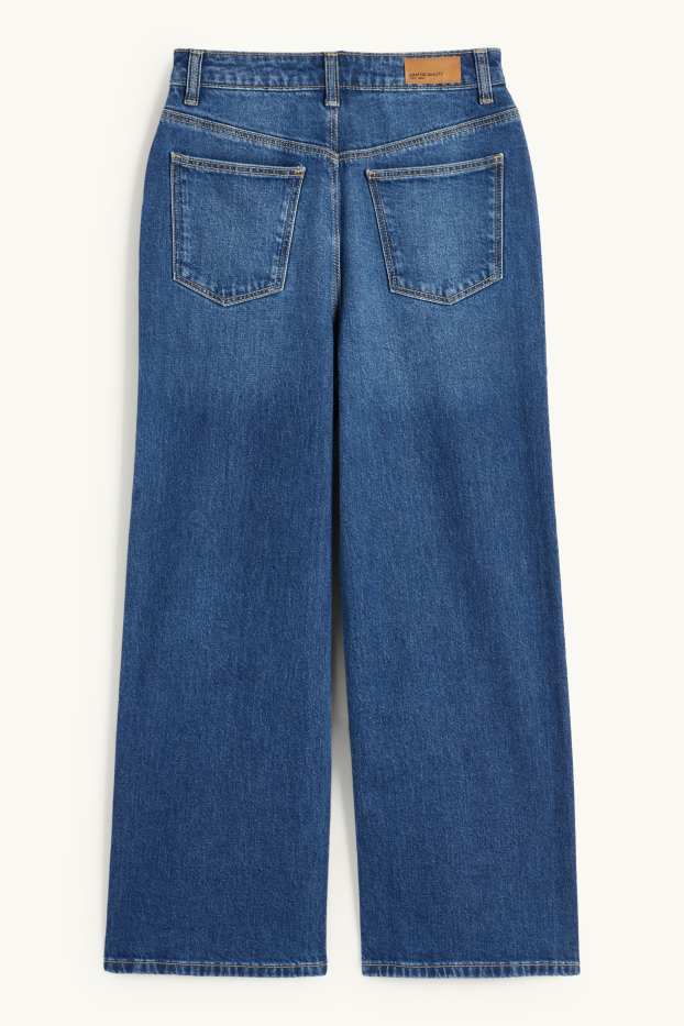 Children Girls - Heart - wide leg jeans - blue denim