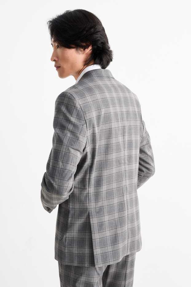 Heren - Colbert uit het combi-systeem - slim fit - Flex - geruit - grijs