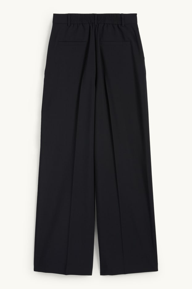 Femei - Pantaloni de stofă - talie înaltă - wide leg - negru
