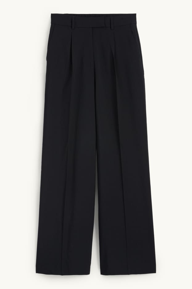 Femei - Pantaloni de stofă - talie înaltă - wide leg - negru