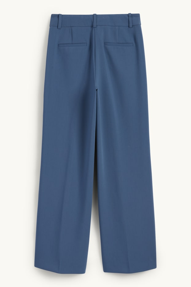 Femei - Pantaloni office - talie înaltă - wide leg - albastru