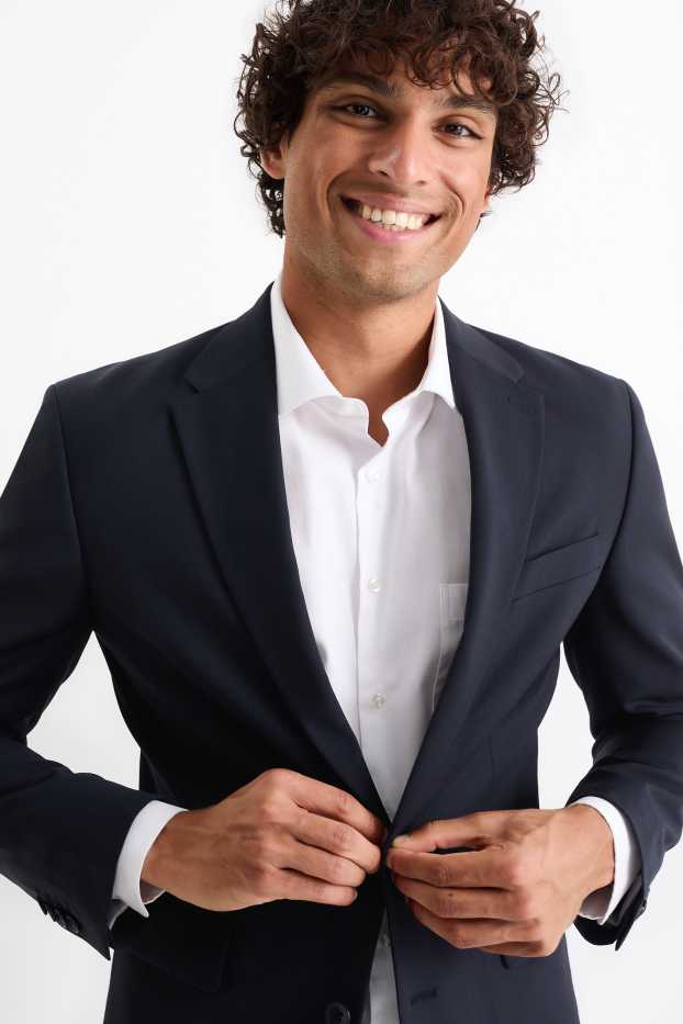 Herren - Baukasten-Sakko - Regular Fit - Flex - Schurwoll-Mix - dunkelblau