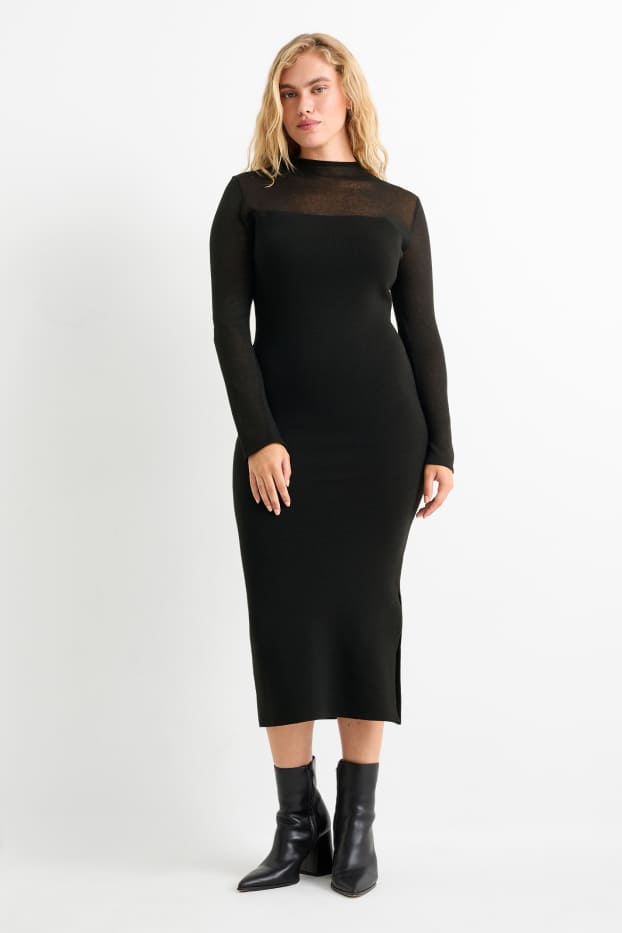 Damen - Strickkleid - schwarz