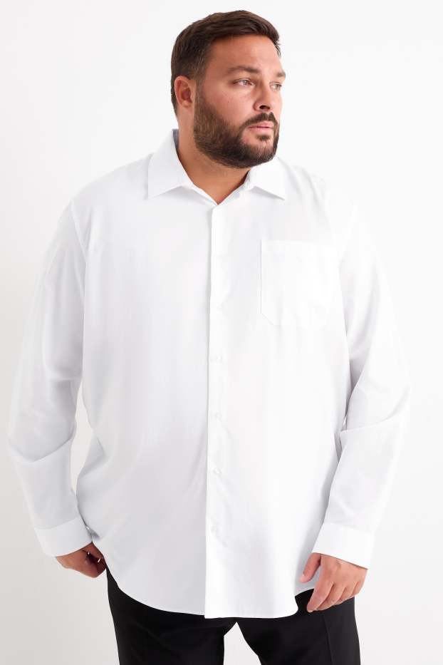 Hommes - Chemise - regular fit - col kent - facile à repasser - blanc crème