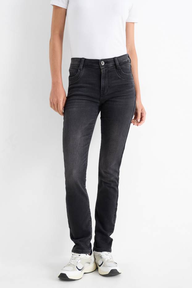 Damen - Slim Jeans - Mid Waist - Jog Denim - dunkeljeansgrau
