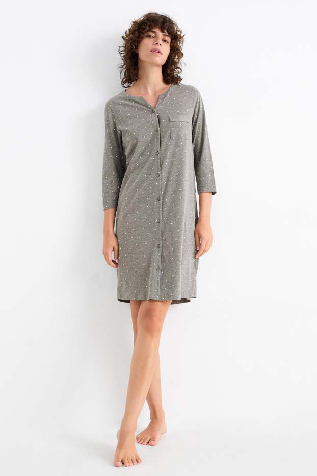 Femmes - Chemise de nuit - à pois - gris