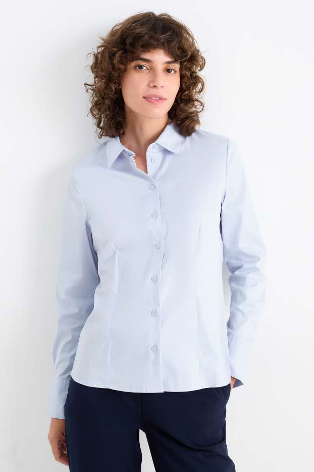 Dames - Business-blouse - lichtblauw