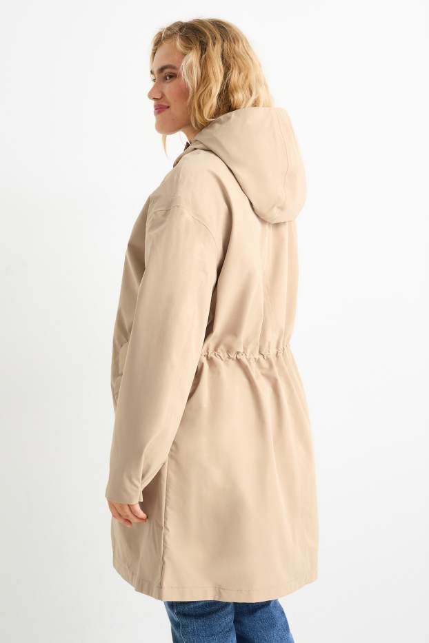 Femmes - Veste de pluie à capuche - imperméable - beige