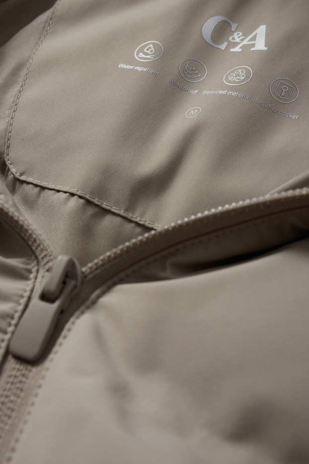 Heren - Gewatteerde jas met capuchon - waterafstotend - grijs