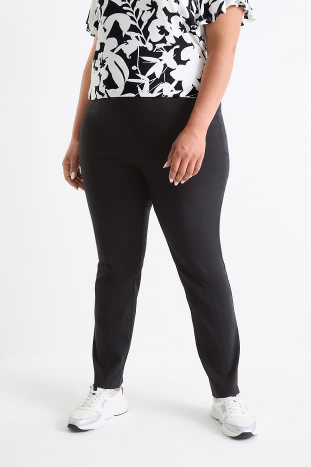 Damen - Stoffhose - High Waist - Straight Fit - LYCRA® - schwarz