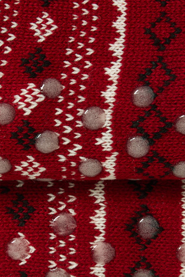 Donna - Calze antiscivolo - fantasia - rosso scuro