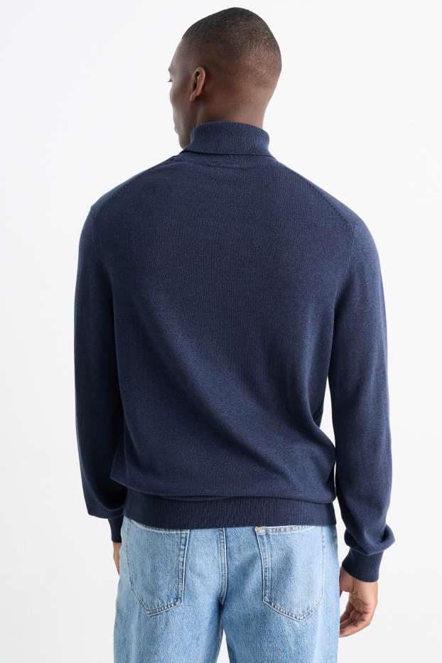 Hommes - Pull à col roulé - bleu foncé