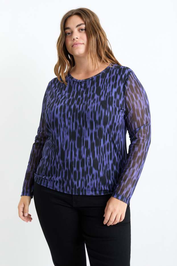 Women - Long sleeve top - patterned - purple