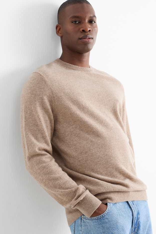 Hommes - Pull en cachemire - marron clair