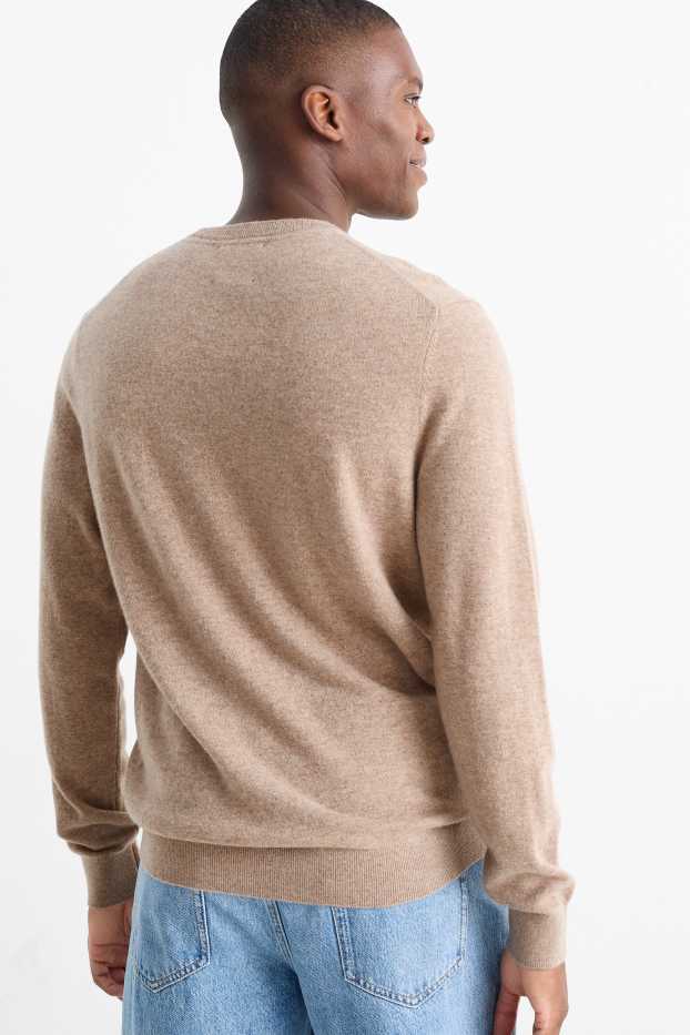 Hommes - Pull en cachemire - marron clair
