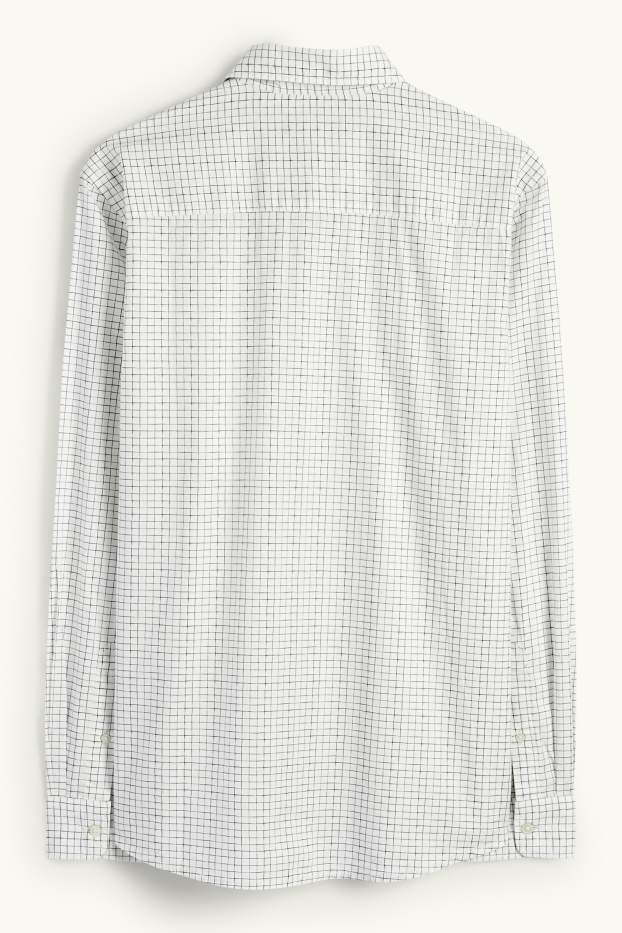 Pánské - Košile - regular fit - kent - kostkovaná - bílá/černá