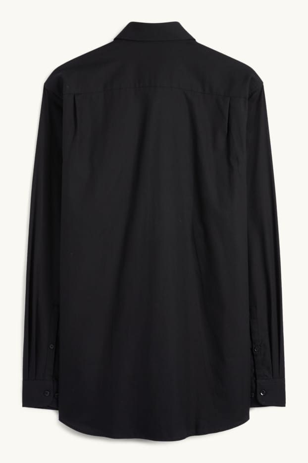 Hommes - Chemise de bureau - regular fit - col kent - facile à repasser - noir