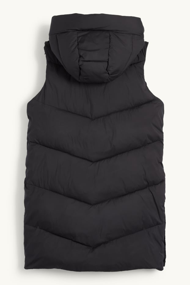 Bambine - Gilet trapuntato con cappuccio - nero