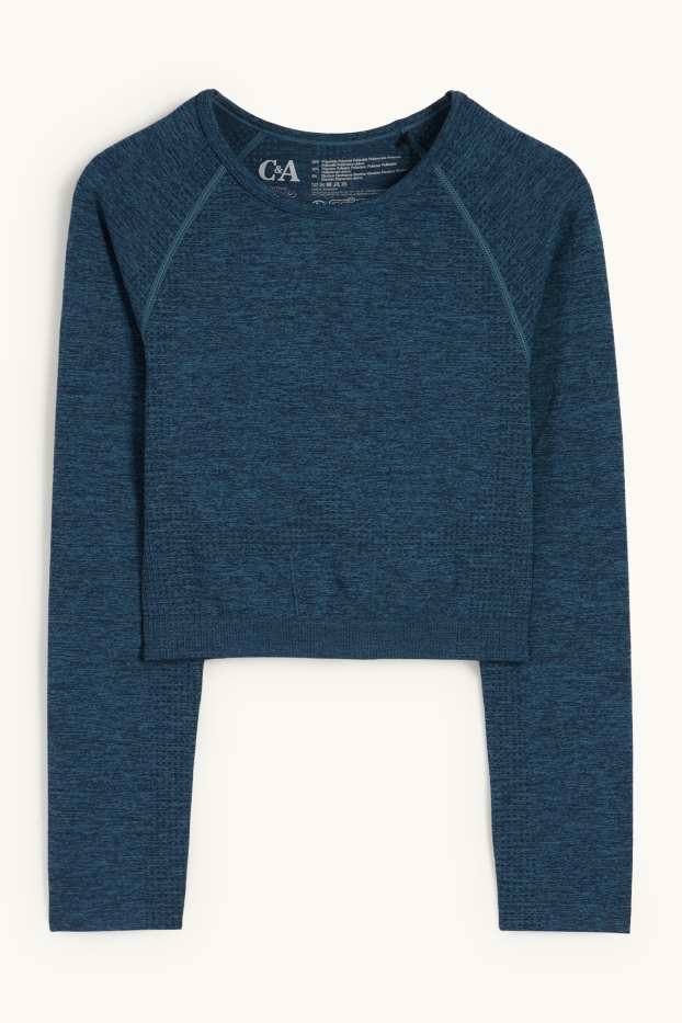 Women - Cropped technical T-shirt – UV protection - dark blue