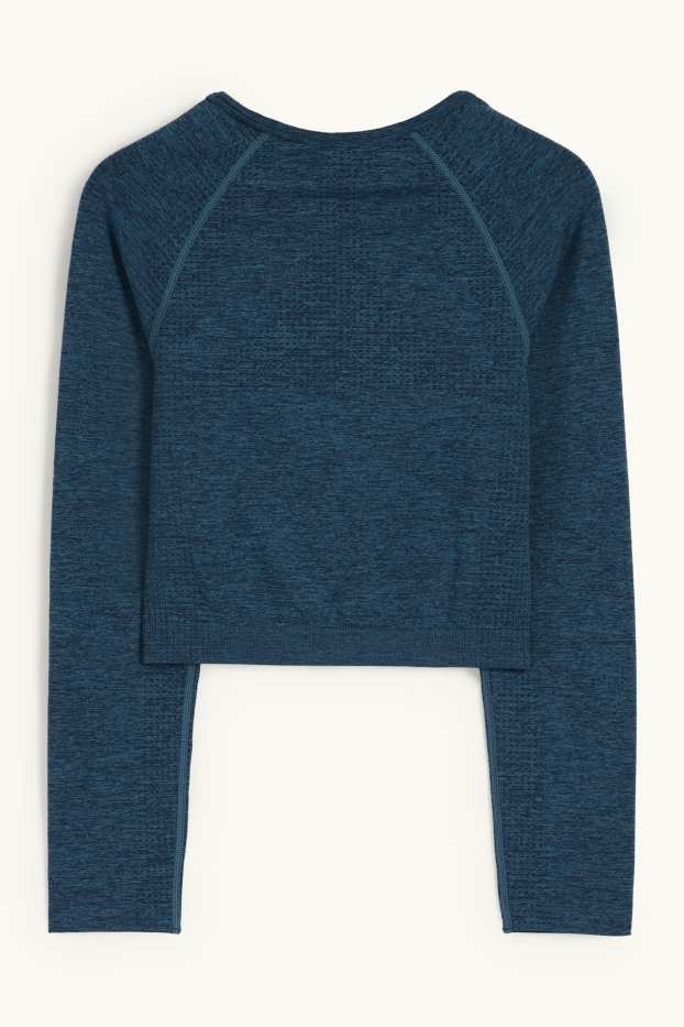 Women - Cropped technical T-shirt – UV protection - dark blue