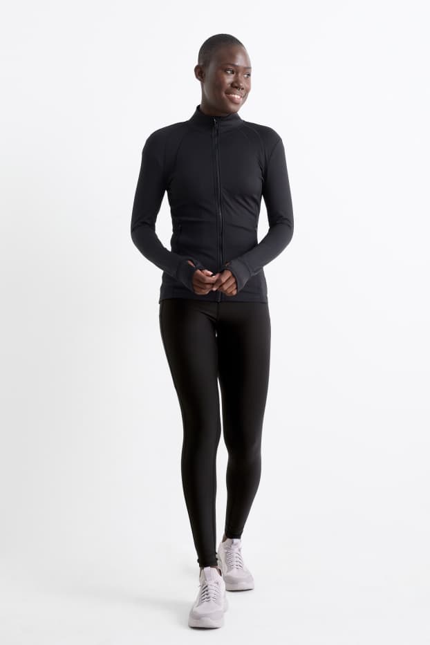 Donna - Leggings sportivi - 4 Way Stretch - protezione UV - nero