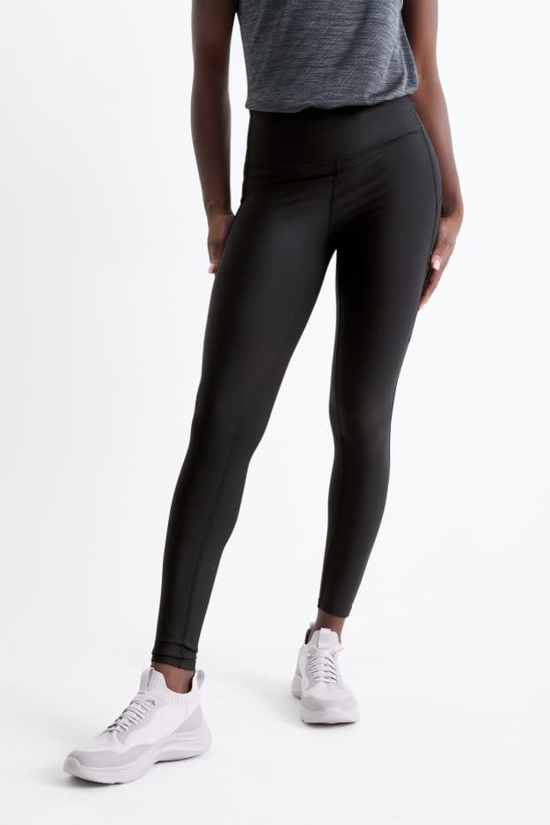 Donna - Leggings sportivi - 4 Way Stretch - protezione UV - nero