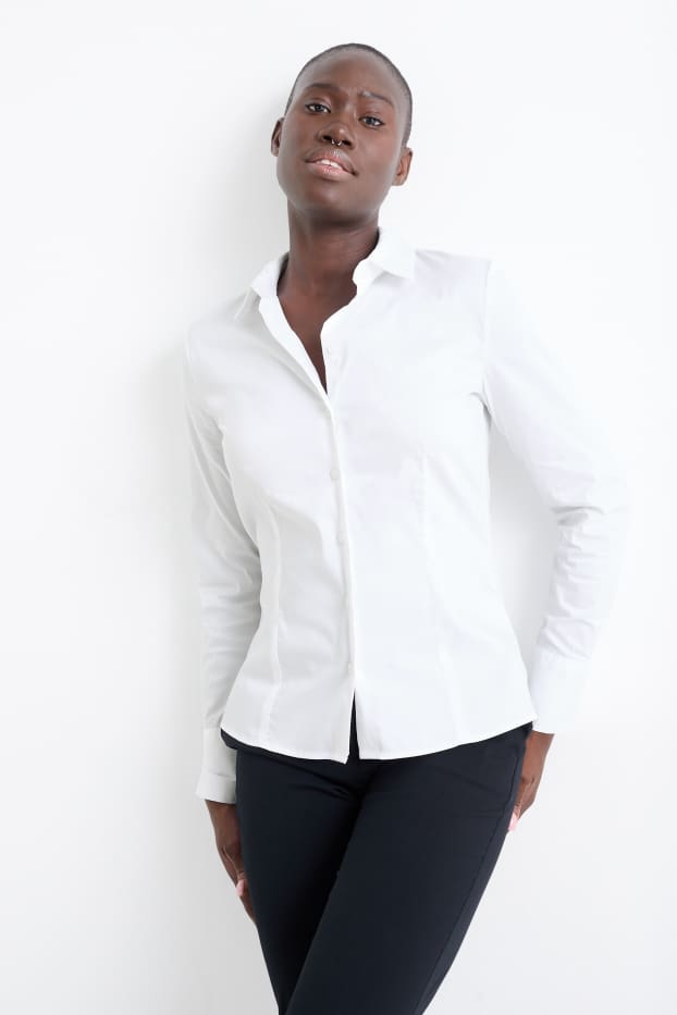 Damen - Business-Bluse - weiss