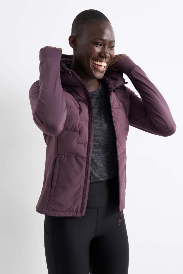 Femmes - Veste chaude de sport à capuche - violet
