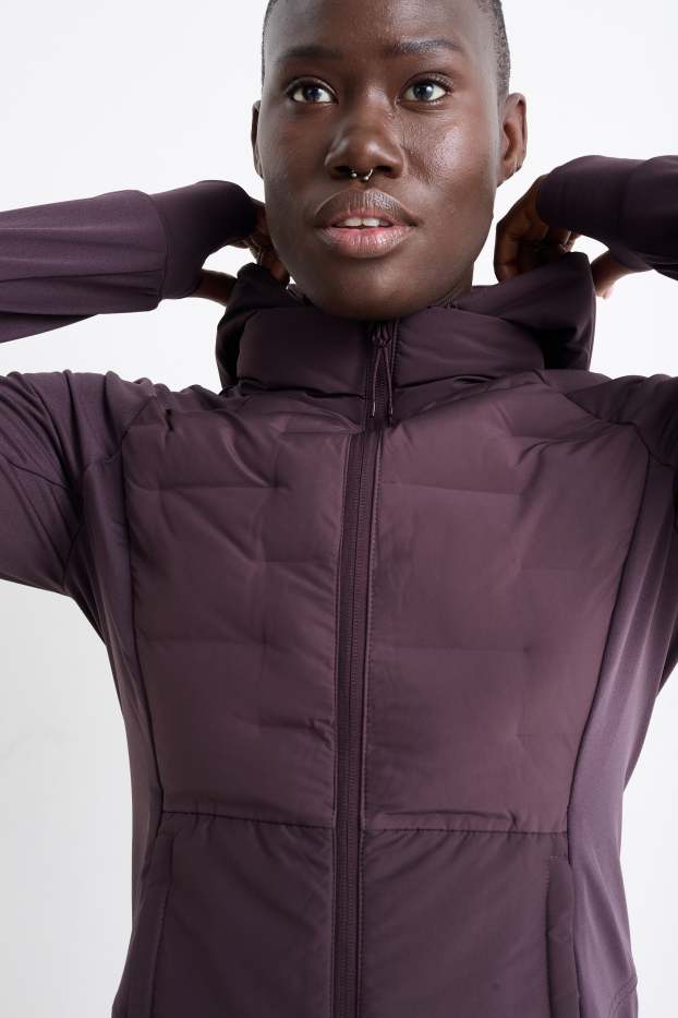 Femmes - Veste chaude de sport à capuche - violet