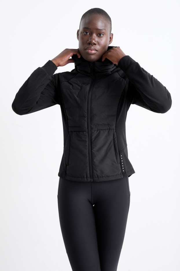 Femmes - Veste chaude de sport à capuche - noir