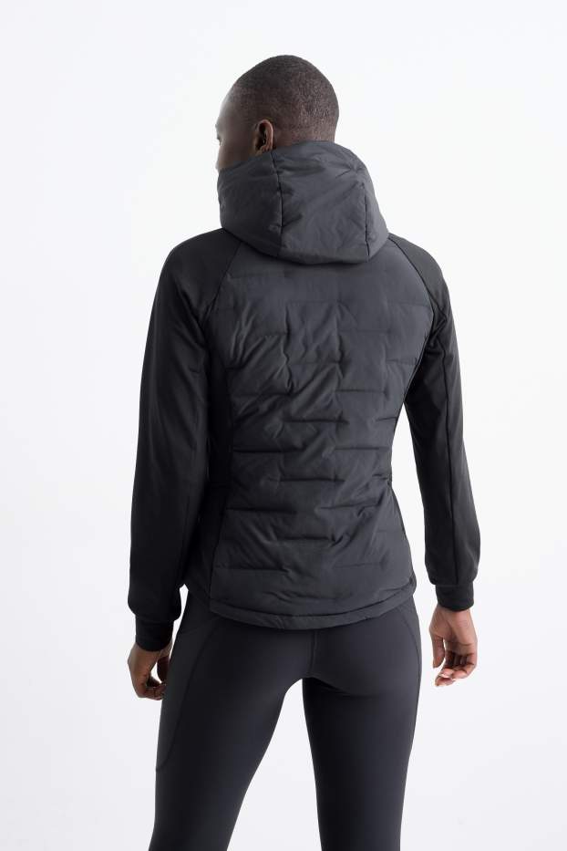 Femmes - Veste chaude de sport à capuche - noir