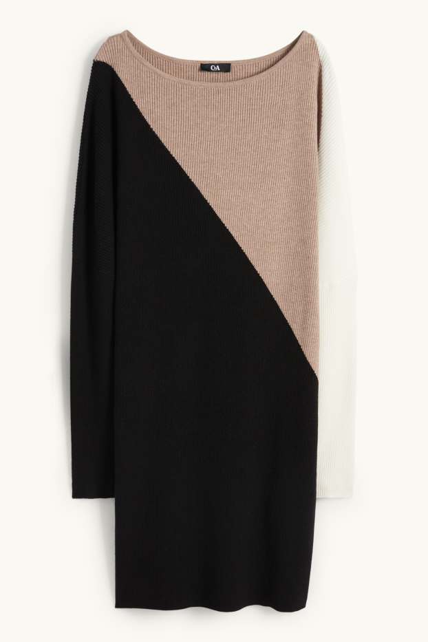 Dona - Vestit de punt de mitja - acanalat - beix