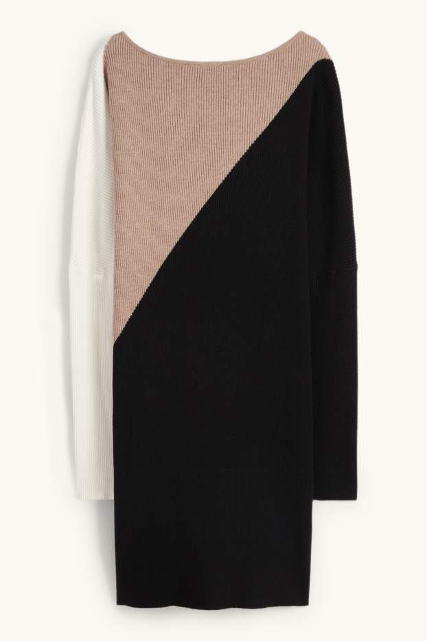 Dona - Vestit de punt de mitja - acanalat - beix