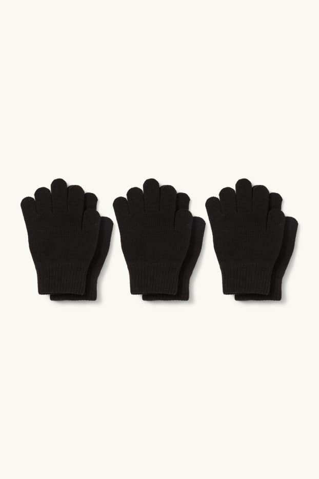 Children Boys - Multipack of 3 - knitted gloves - black