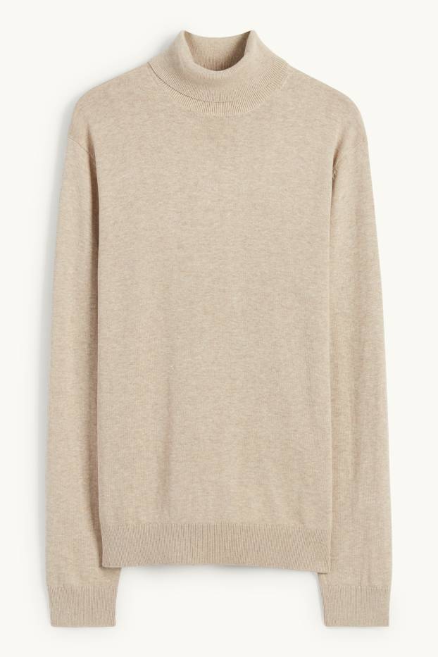 Hommes - Pull à col roulé - beige