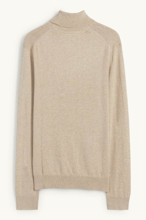 Hommes - Pull à col roulé - beige