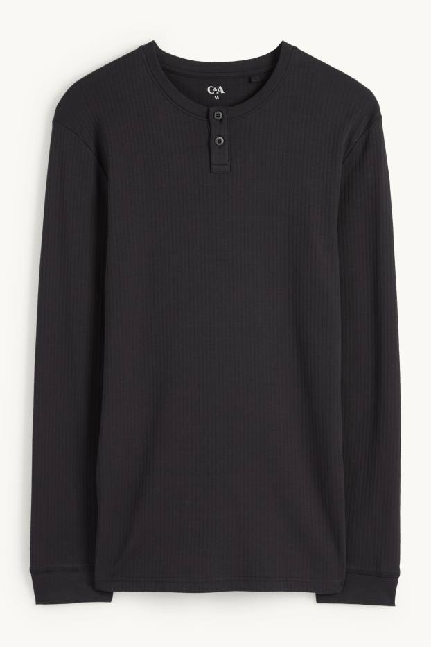 Uomo - Maglia intima - a coste - nero