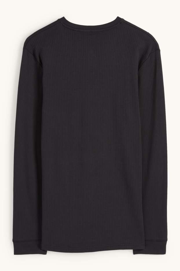 Uomo - Maglia intima - a coste - nero
