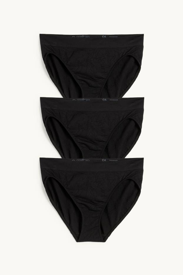 Dames - Set van 3 - slip - naadloos  - zwart