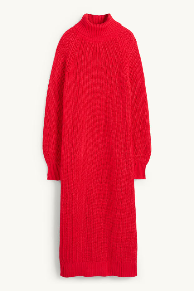 Dona - Vestit de punt de mitja - acanalat - vermell