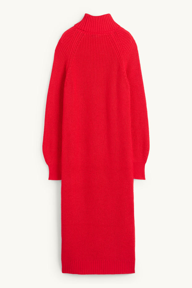 Dona - Vestit de punt de mitja - acanalat - vermell