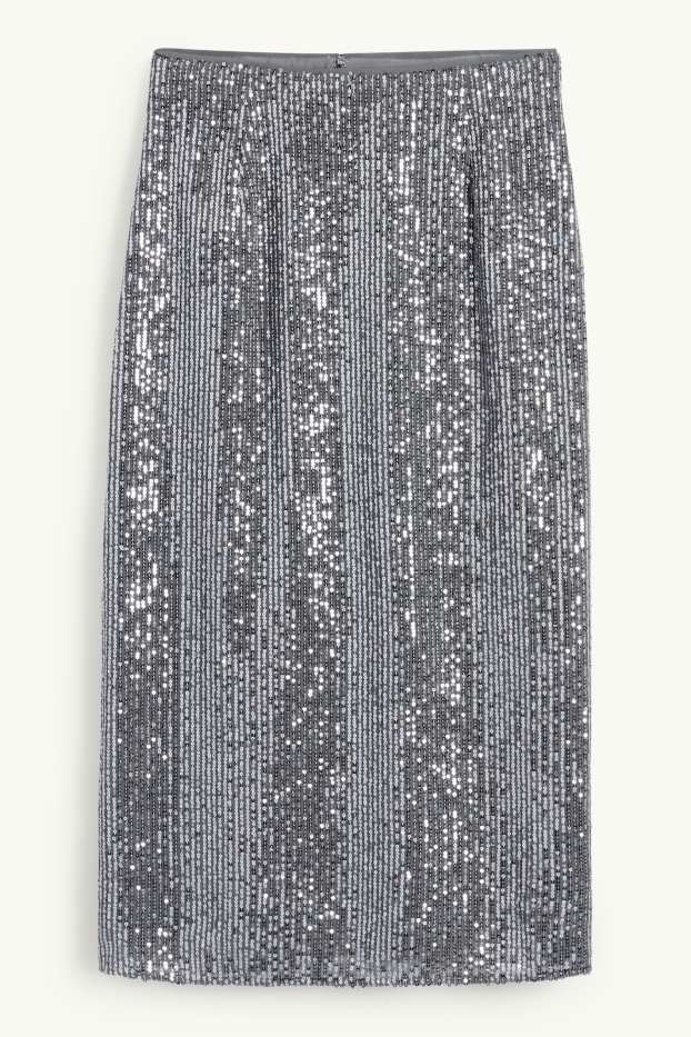 Damen - Pailletten-Rock - grau