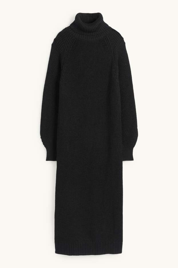 Dona - Vestit de punt de mitja - acanalat - negre