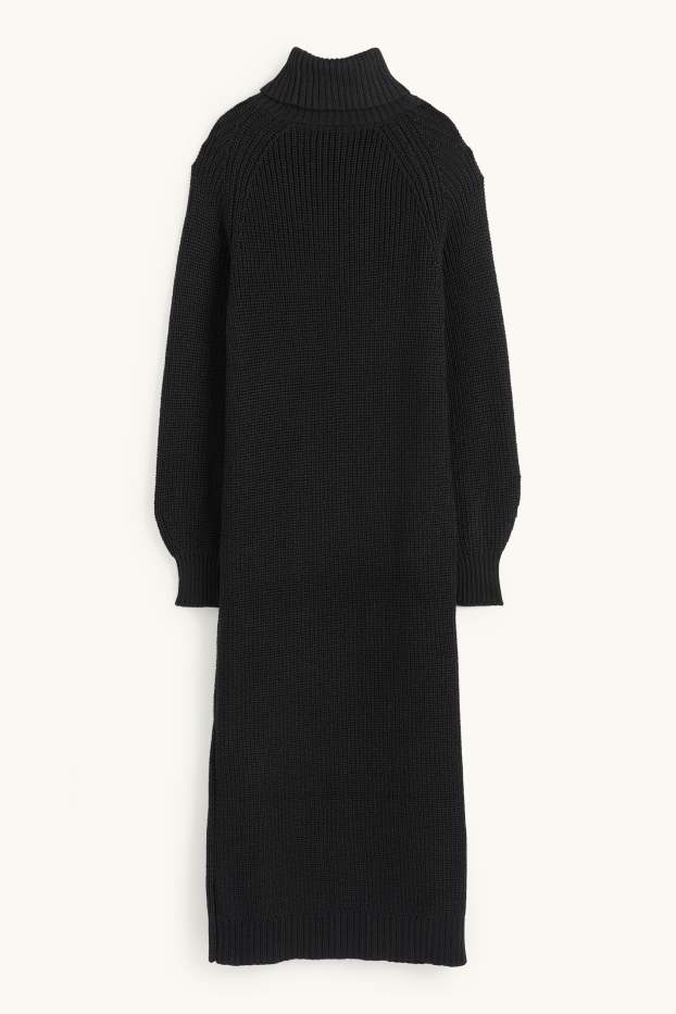 Dona - Vestit de punt de mitja - acanalat - negre