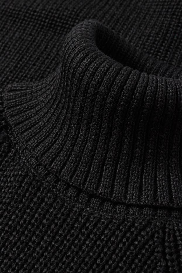Dona - Vestit de punt de mitja - acanalat - negre