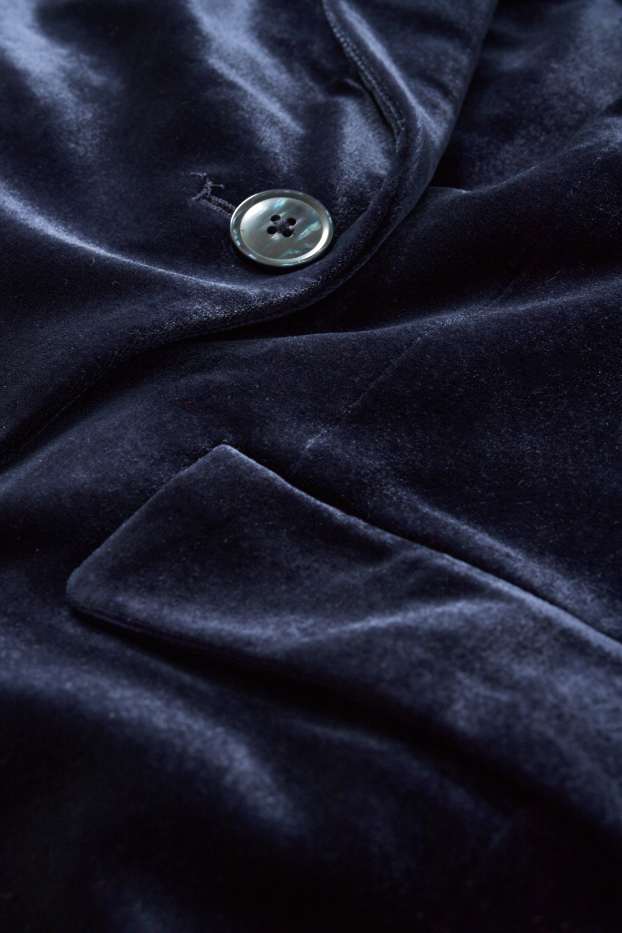 Femmes - Blazer long en velours - regular fit - bleu foncé
