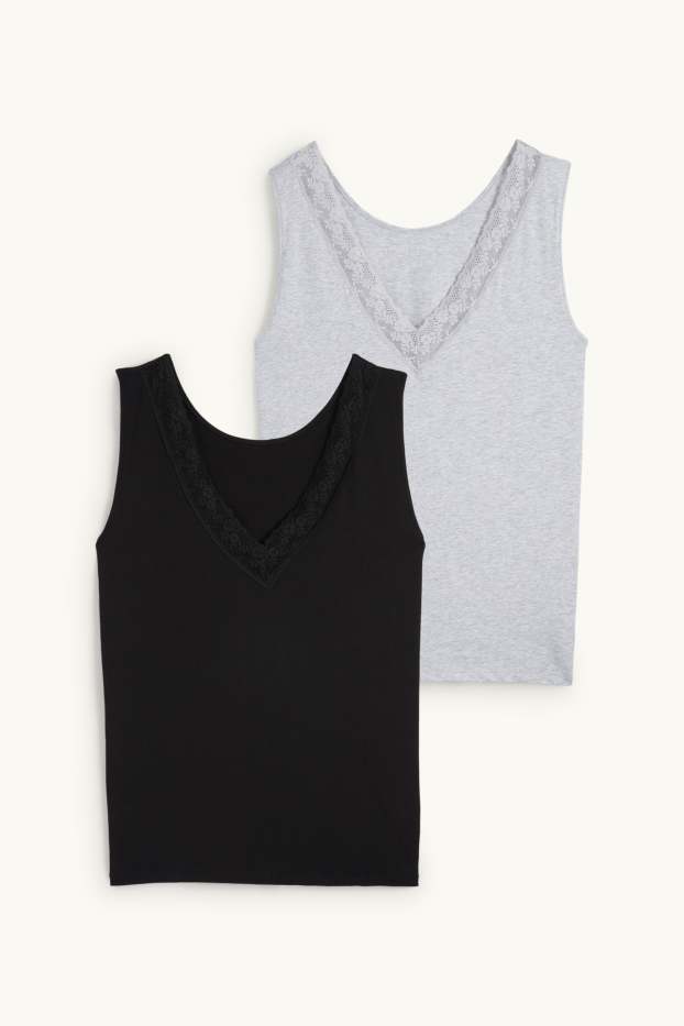 Dona - Paquet de 2 - samarreta interior - gris/negre