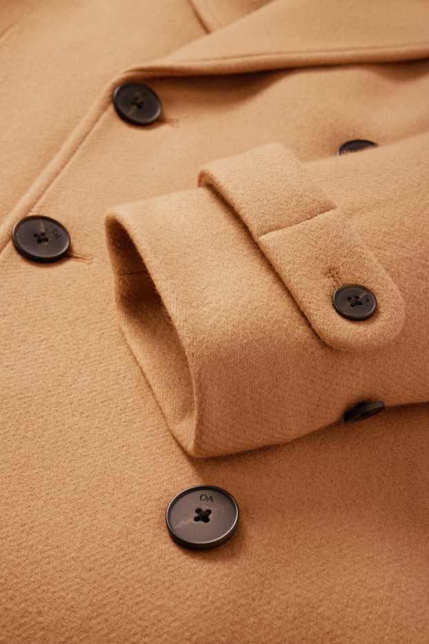 Hommes - Manteau - laine mélangée - marron clair