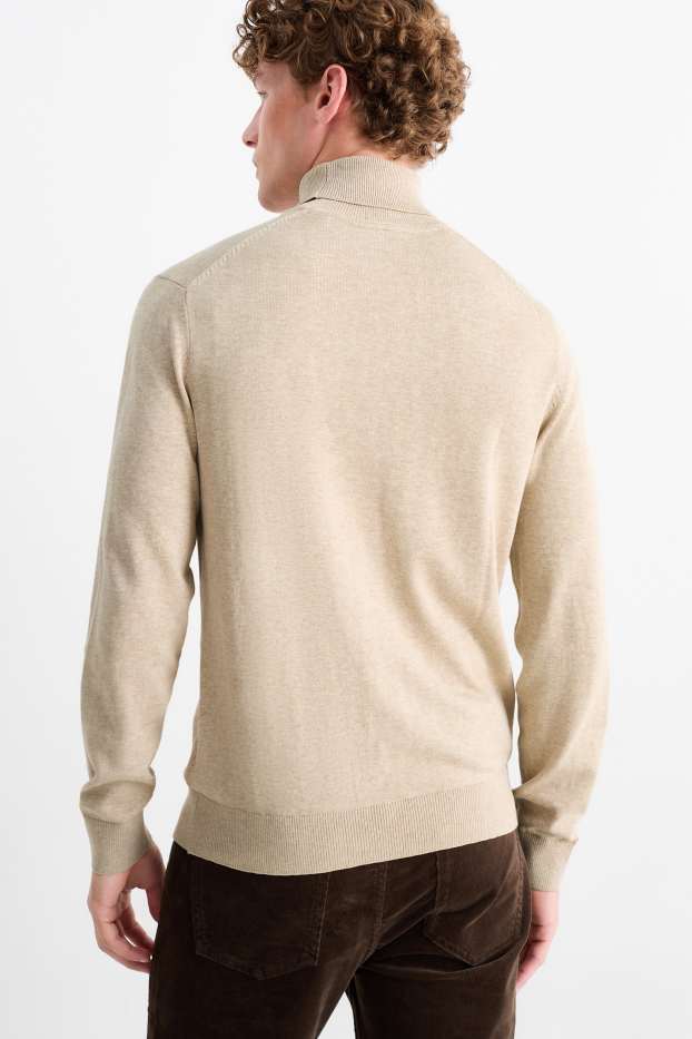 Hommes - Pull à col roulé - beige