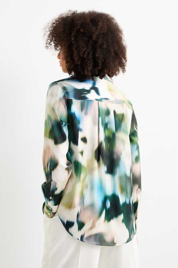 Damen - Satin-Bluse - gemustert - bunt